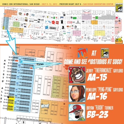 Come and find IDSTUDIOS at Comic-Con! Artist Alley tables AA-15, AA-16, and BB-23!